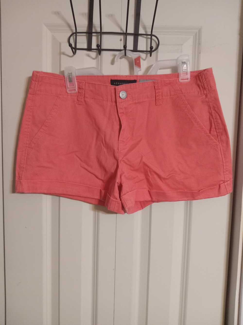 Aeropostale Coral Pink Cotton Shorts - Women's Casual Mid-Rise